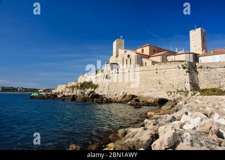 Sea view of the old historical center of Antibes town, French Riviera. France. Stock Photo