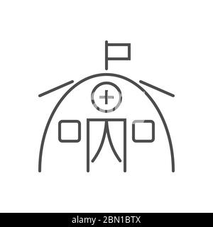 Medical tent related vector thin line icon. Stock Vector