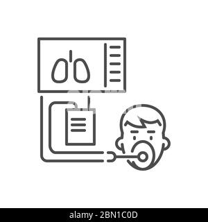 Medical ventilator related vector thin line icon. Stock Vector