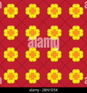 seamless pattern of four-leaf clover on a red background. Vector image Stock Vector