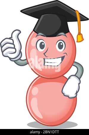 Happy face of neisseria gonorrhoeae in black graduation hat for the ceremony Stock Vector