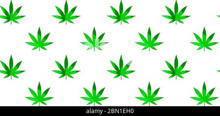 Сannabis leaves - cute funny cartoon seamless pattern in green shades. The inscription for banners, posters and prints on clothing (T-shirts). Stock Vector