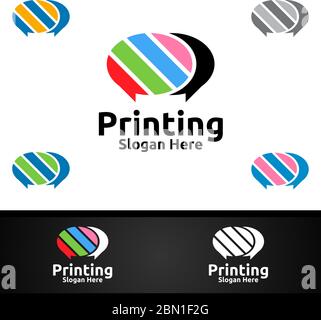Chat Printing Company Vector Logo Design for Media, Retail, Advertising, Newspaper or Book Concept Stock Vector