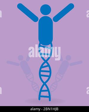 Human bodies with DNA chain, conceptual vector Stock Vector