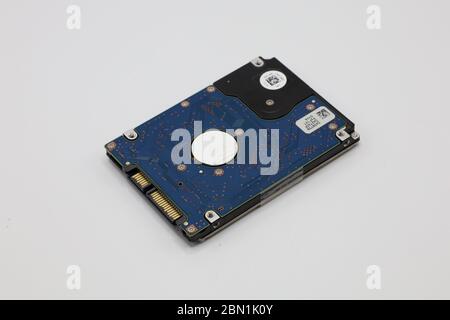 Hard disk isolated on a white background. Computer HDD Hard Disk Drive. Computer Storage Memory. Computer Solid State Drive. Stock Photo