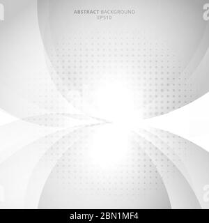 Abstract modern white and gray circles with halftone background and texture. Vector illustration Stock Vector