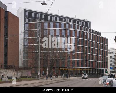 Oslo Met., a Metropolitan University situated in old and new buildings in the centre of the Norwegian capital Stock Photo