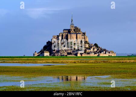 France, Normandy, Manche department, Bay of Mont Saint-Michel Unesco World Heritage, Abbey of Mont Saint-Michel