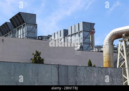 Air filters and pipes of the power station Stock Photo