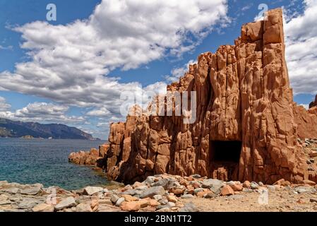 The Rocce rosse / Porphyry Red Rocks Beach formation on the Sardinia ...