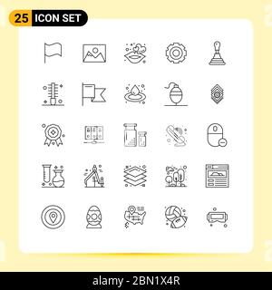 Universal Icon Symbols Group of 25 Modern Lines of auto, universal, lips, setting, general Editable Vector Design Elements Stock Vector