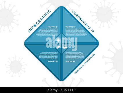 Infographic modern square shape for medical coronavirus concept icon inside. vector illustration. Stock Vector