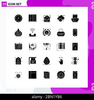Pictogram Set of 25 Simple Solid Glyphs of filled, technology, home, storage, cloud Editable Vector Design Elements Stock Vector