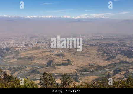 View of Kathmandu Valley from Champa Devi Trail. Nepal Stock Photo