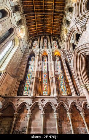 Worms eye view of the North Transept, Hexham Abbey, Hexham, Northumberland , UK Stock Photo