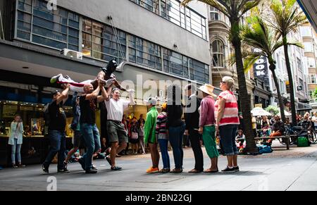 Performance at the Auckland Buskers Festival Stock Photo