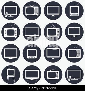 Tv icons in flat style Stock Vector