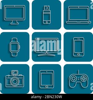 Digital device icons Stock Vector
