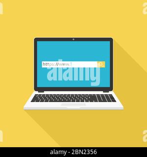 Browser window on laptop screen. Search concept. Vector illustration Stock Vector