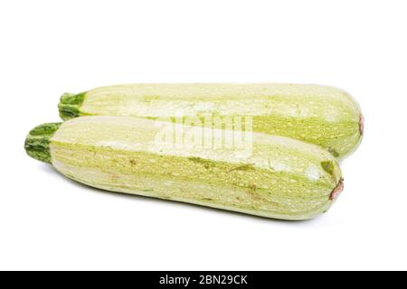 Two fresh vegetable marrows. Zucchini Isolated on white background Stock Photo