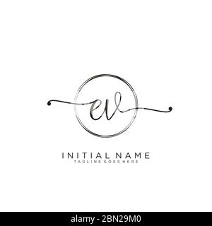 Initial EV logo template with modern frame. Minimalist EV letter logo ...