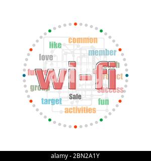 Text wi fi. web design concept . Word collage with different association terms Stock Photo