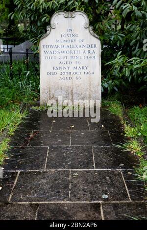 Grave of Edward Wadsworth, ARA in Brompton Cemetery, Kensington, London; one of the 'Magnificent Seven' London cemeteries. Stock Photo