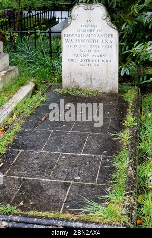 Grave of Edward Wadsworth, ARA in Brompton Cemetery, Kensington, London; one of the 'Magnificent Seven' London cemeteries. Stock Photo