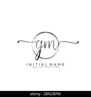 Vector Template Of Gm Initial Handwriting Logo With Circular