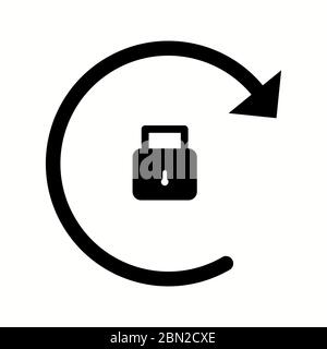 Portrai orientation on lock glyph black icon Stock Vector