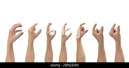 Set of male hand gestures pick isolated on a white background. Stock Photo