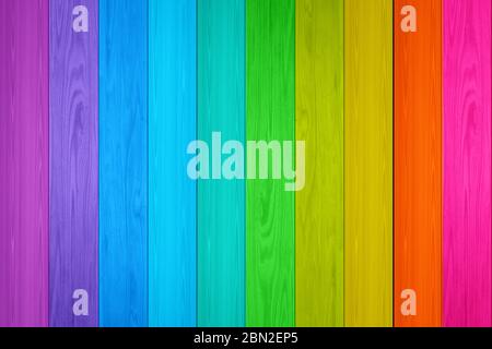 Rainbow colored wood texture background. Stock Photo