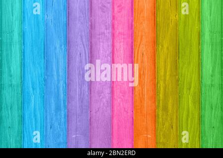 Rainbow colored wood texture background. Stock Photo