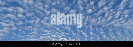 Blue sky with lots small clouds. panorama picture. Stock Photo