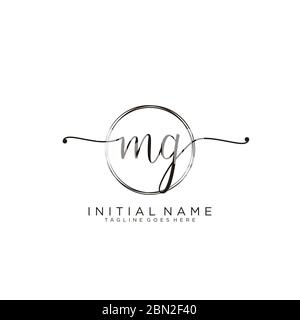 MG Initial letter handwriting and signature logo. A concept handwriting ...