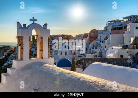 View of Oia the most beautiful village of Santorini island in Greece during spring Stock Photo