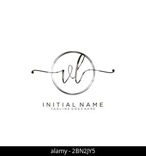 Vl initial handwriting logo design Royalty Free Vector Image
