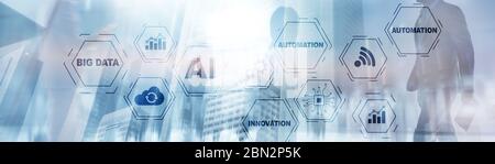 Artificial intelligence Big Data Automation Innovation universal background. Stock Photo