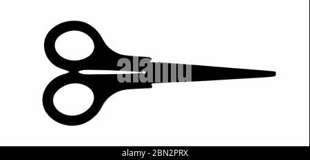 one pair of closed scissors in silhouette, on a white background Stock Photo