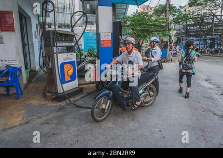 Gas station in Vietnam. Hue, Vietnam - March 12, 2020 Stock Photo