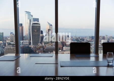 Cityscape view from highrise conference room, London, UK Stock Photo