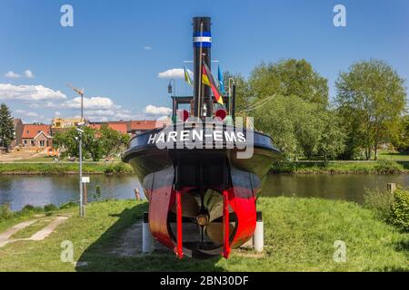 Historic tugboat at the maritime museum in Haren, Germany Stock Photo