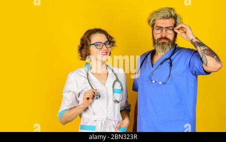 Medical staff people. Medical education. Evidence based medicine. Team of doctor and nurse cooperating. Hospital treatment. Doctors group. Successful colleagues. Vet clinic. Doctors team. Veterinary. Stock Photo