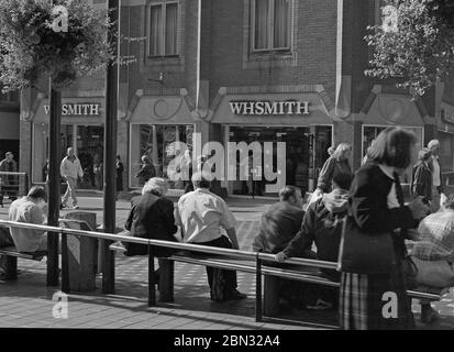 1997, Leeds city Centre, busy with shoppers, West Yorkshire, northern England, UK Stock Photo