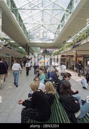 1997, Leeds city Centre, busy with shoppers, West Yorkshire, northern England, UK Stock Photo