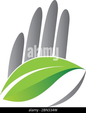 hand leaf logo Stock Vector