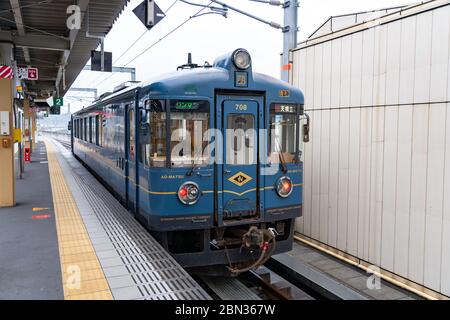 Tango AO-MATSU Train. A comfortable and modern style design sightseeing train. Reservation not required, operating everyday. Kyoto Tango Railway. Stock Photo