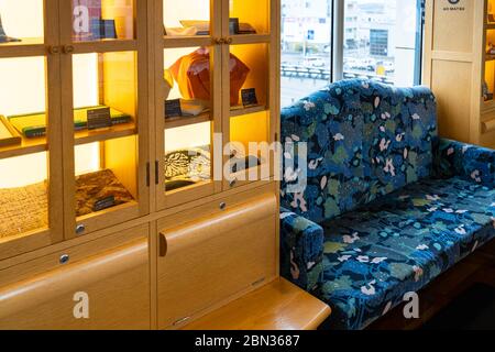 Tango AO-MATSU Train. A comfortable and modern style design sightseeing train. Reservation not required, operating everyday. Kyoto Tango Railway. Stock Photo