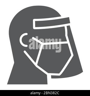 Face shield mask glyph icon, covid-19 and protection, man in face shield sign vector graphics, a solid icon on a white background. Stock Vector