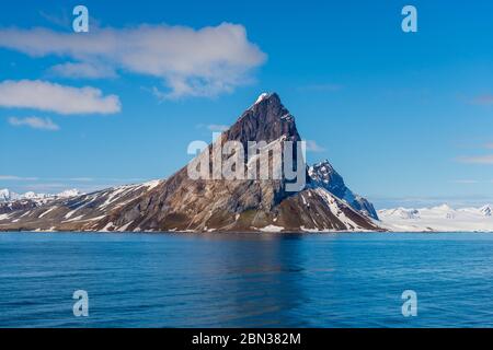 Arctic landscape with beautiful lighting in Svalbard Stock Photo